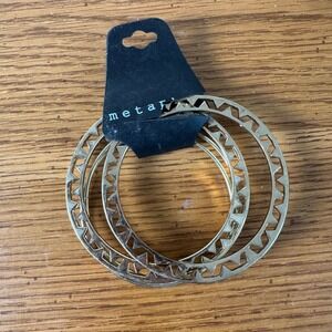 Metaphor  Gold‎ Tone Geometric Pattern Stackable Bracelets Set of 3 NEW